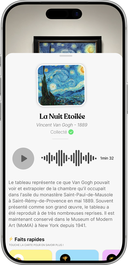 Fiche de La Nuit étoilée avec audioguide et informations dans FlashMuseums
